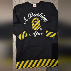 A Bathing Ape Kids Black Sweatshirt with Yellow Stripes